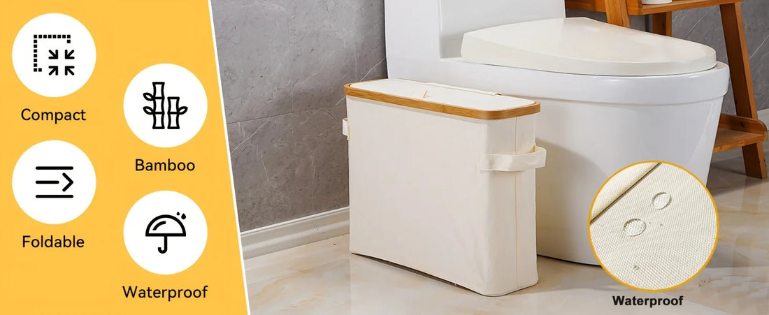 Bamboo Toilet Paper Holder with Lid – Enclosed Tissue Storage Box with Handle