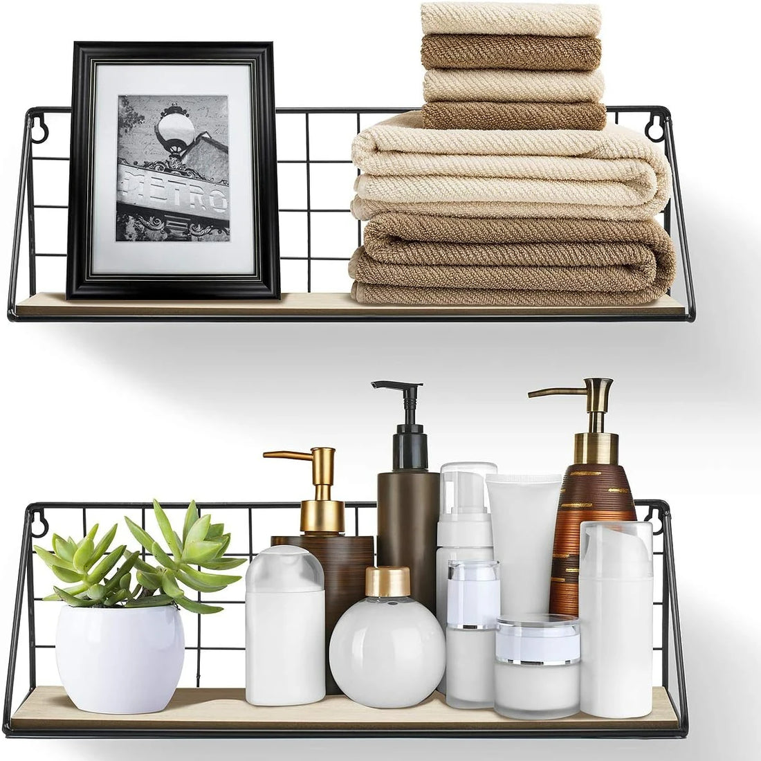 Wall-Mounted Wooden Storage Rack – No-Drill Display Shelf