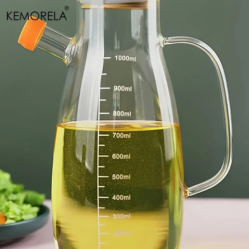 KEMORELA Glass Olive Oil Bottle – Leak-Proof BPF Oil Condiment Container for Kitchen, BBQ, and Picnic