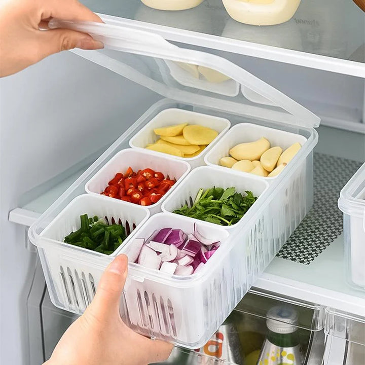 Refrigerator Food Drain Fresh-Keeping Box – Ginger, Garlic, Onion, Pepper Storage Box, Fruit & Vegetable Drain Basket