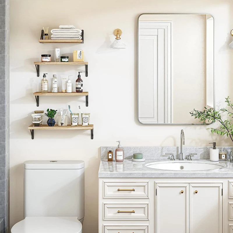 Floating Wooden Shelves - Wall Storage & Display Rack
