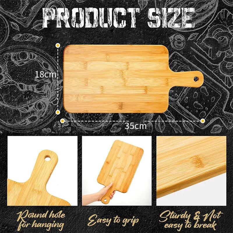 Bamboo Cutting Board with Handle – Large Wooden Serving & Chopping Board for Kitchen Use