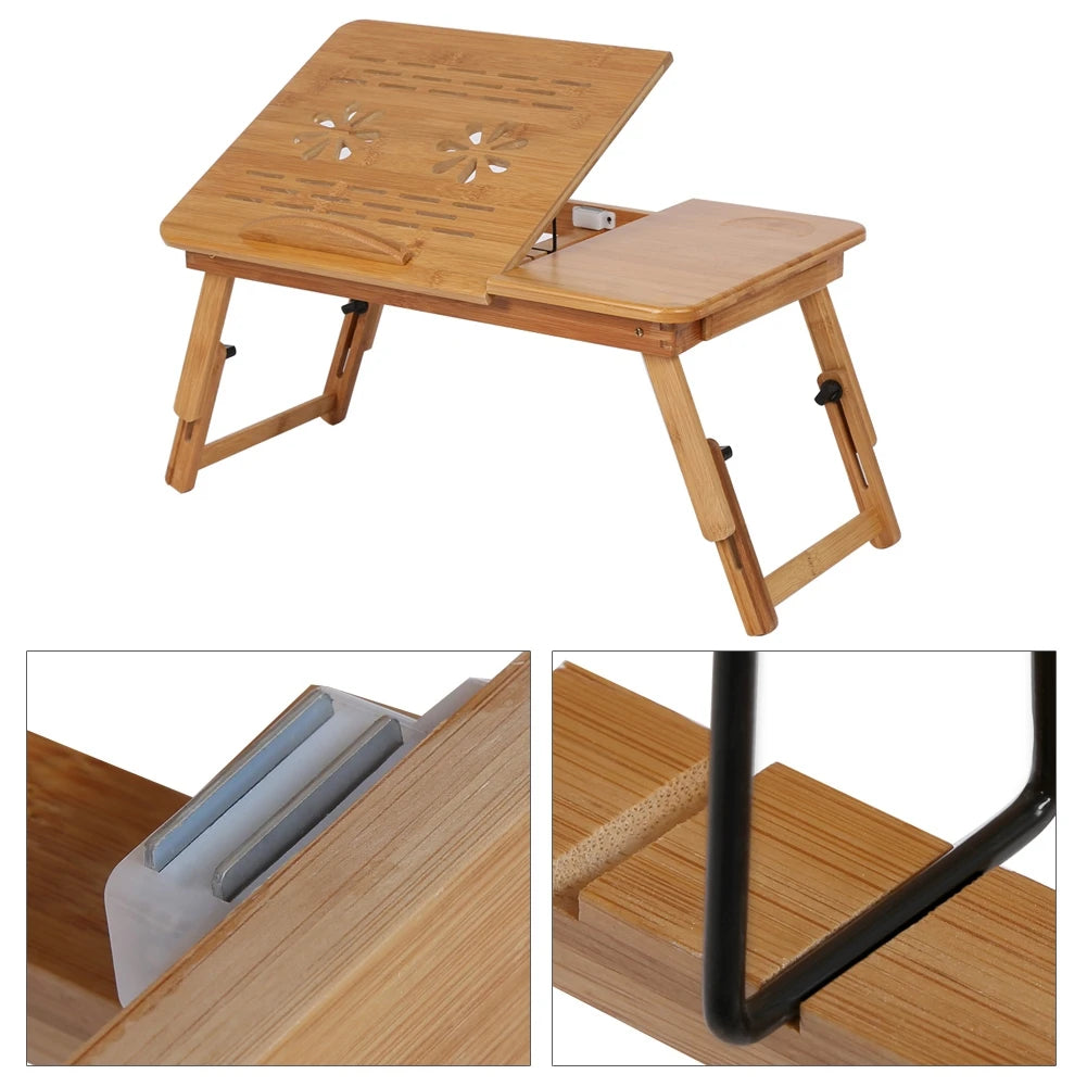 Adjustable Bamboo Bed Desk – Portable Lap Desk for Reading, Writing, and Laptop Use