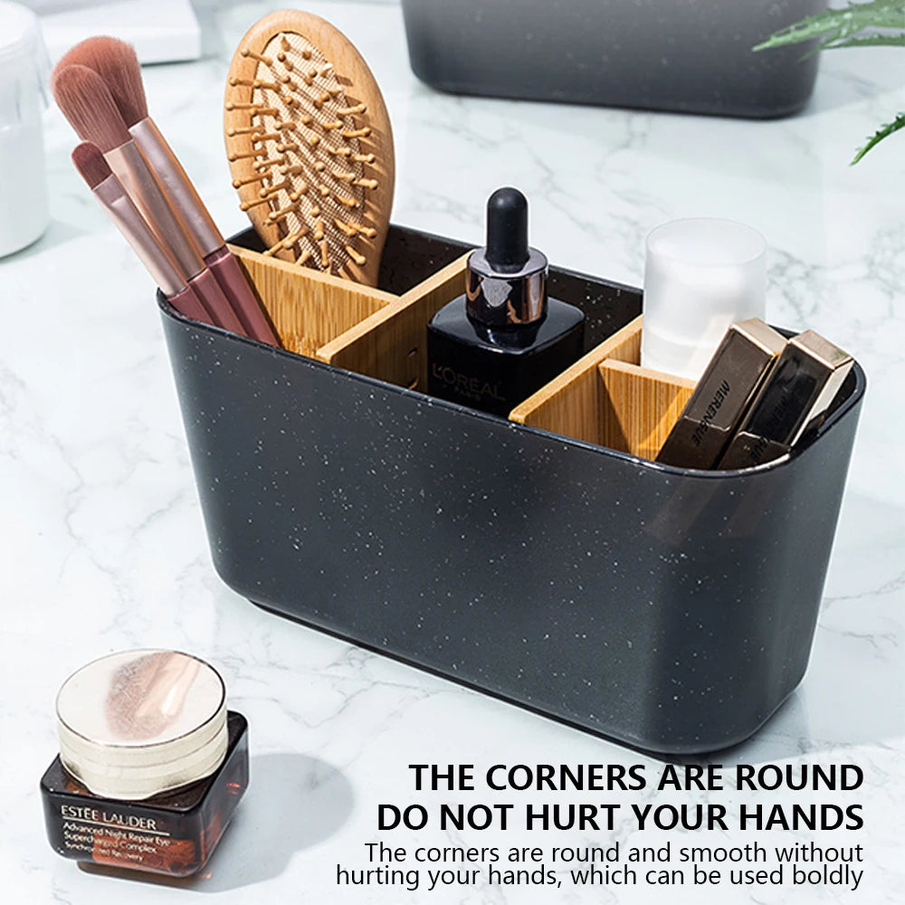 Bamboo Electric Toothbrush & Razor Holder – Bathroom Storage Stand for Toothpaste, Brushes, and Accessories
