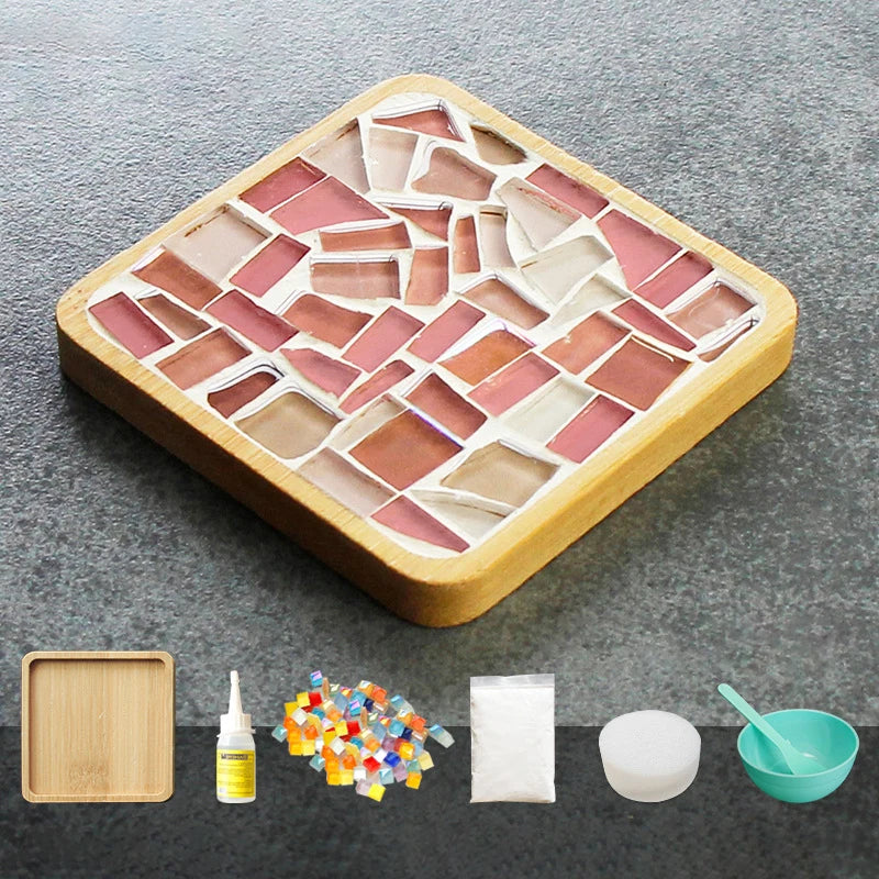 Handmade DIY Mosaic Cup Mat – Bamboo Bottom Pad for Early Education & Creative Crafting