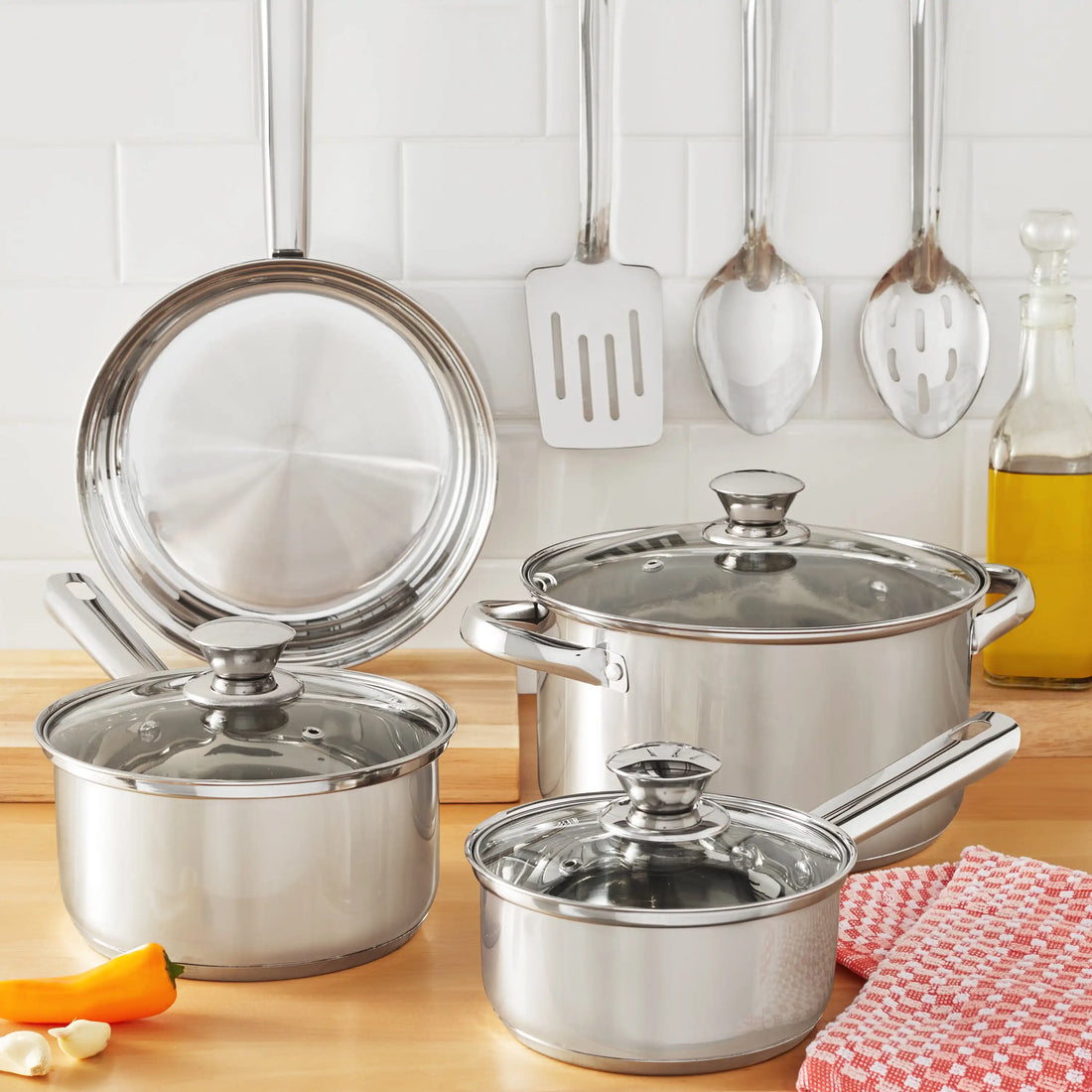 10-Piece Nonstick Stainless Steel Cookware Set – Durable & Stylish Cookware for Everyday Homemaking