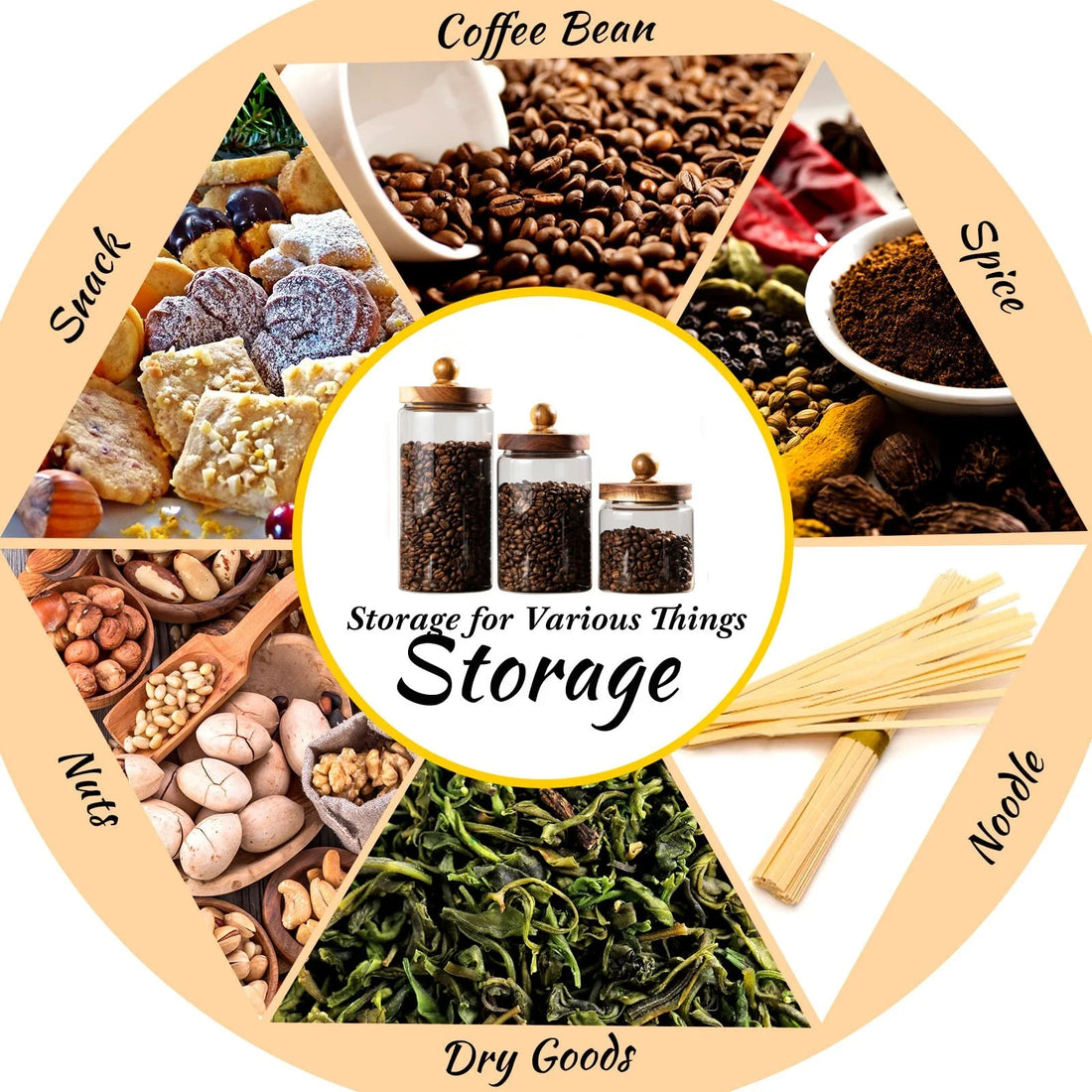 Glass Food Storage Jar with Wooden Lid – Airtight Sealed Container for Coffee Beans, Nuts, Spices, Candy, and Moisture-Proof Storage