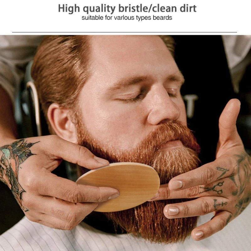 Men’s Shaving Brush Set – Boar Bristle Beard Grooming Kit with Comb & Scissors