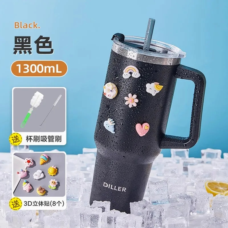Diller 1300ml Insulated Straw Cup – Stainless Steel