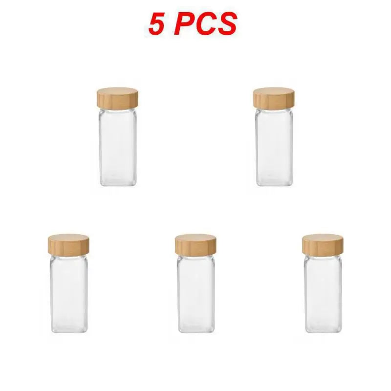 Glass Spice Jars with Bamboo Lids – Spice Seasoning Containers, Salt & Pepper Shakers, Spice Organizer Set