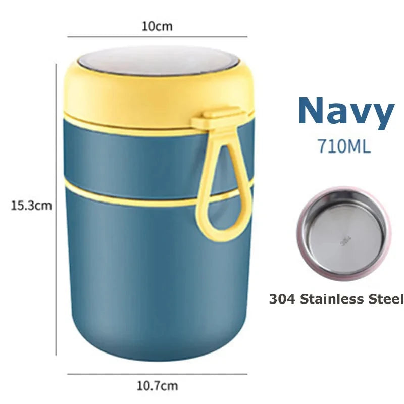 530ML/710ML Food Thermal Jar – Insulated Soup Cup Thermos for Hot Food, Stainless Steel Lunch Box for Kids