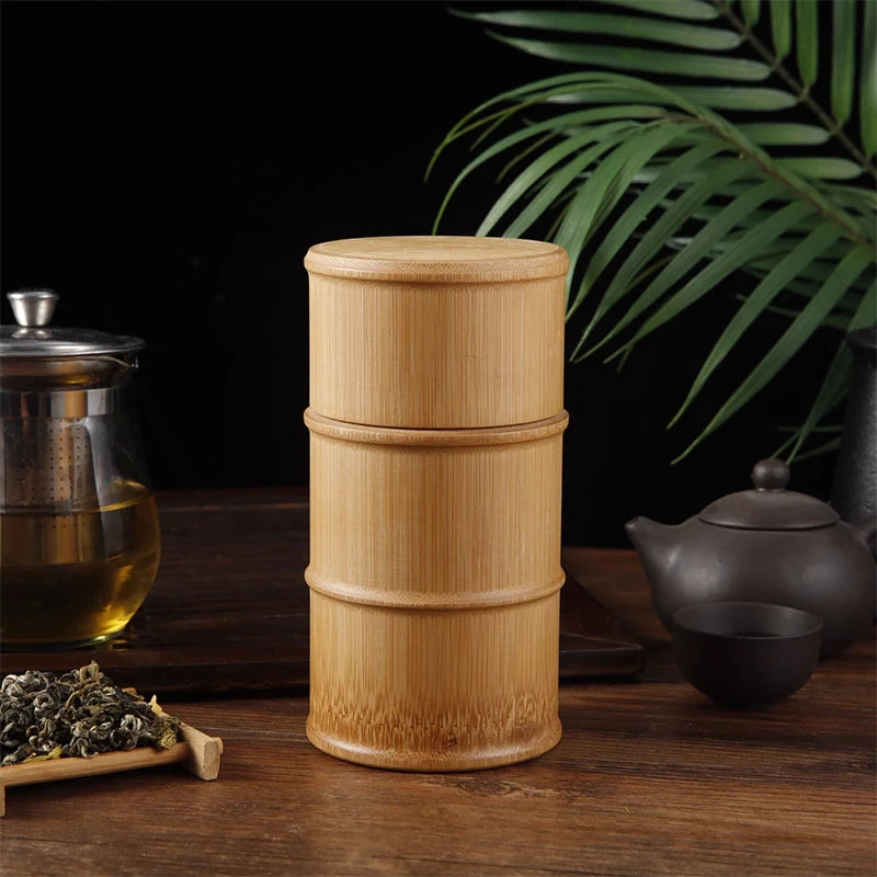 Natural Bamboo Food Storage Box – Eco-Friendly Tea, Nut, and Spice Storage Canister