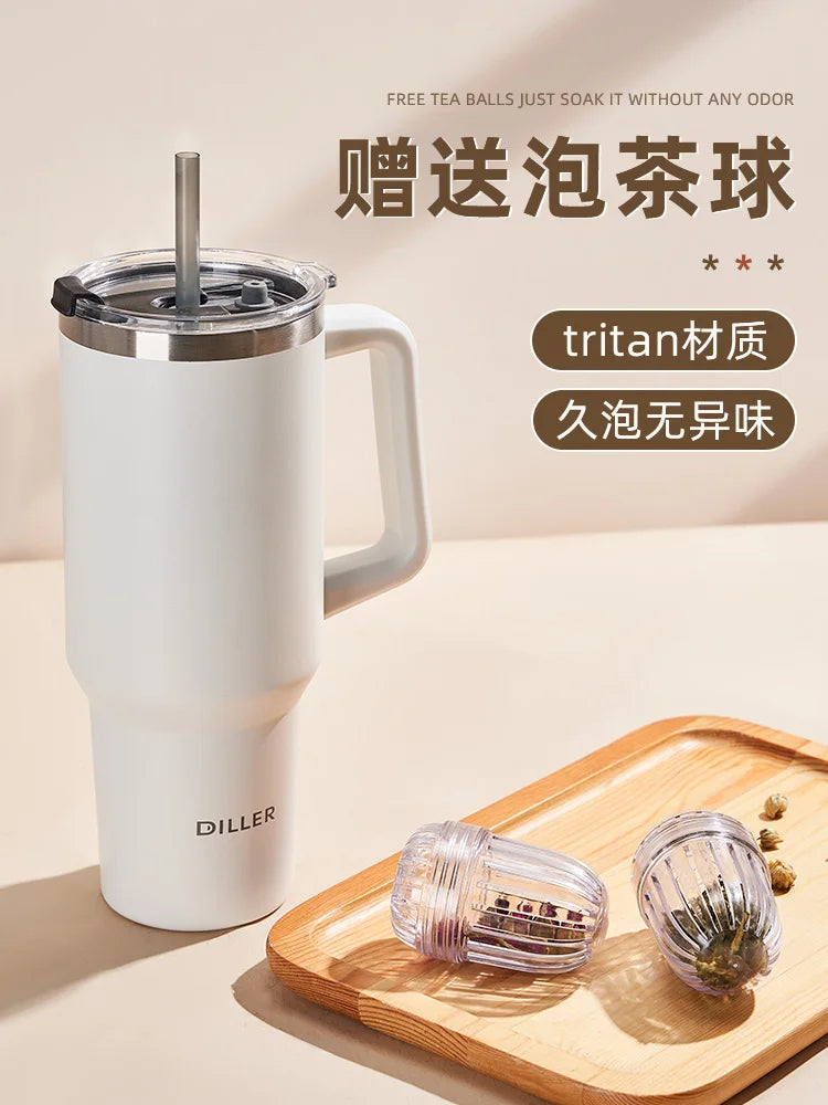Diller 1300ml Insulated Straw Cup – Stainless Steel