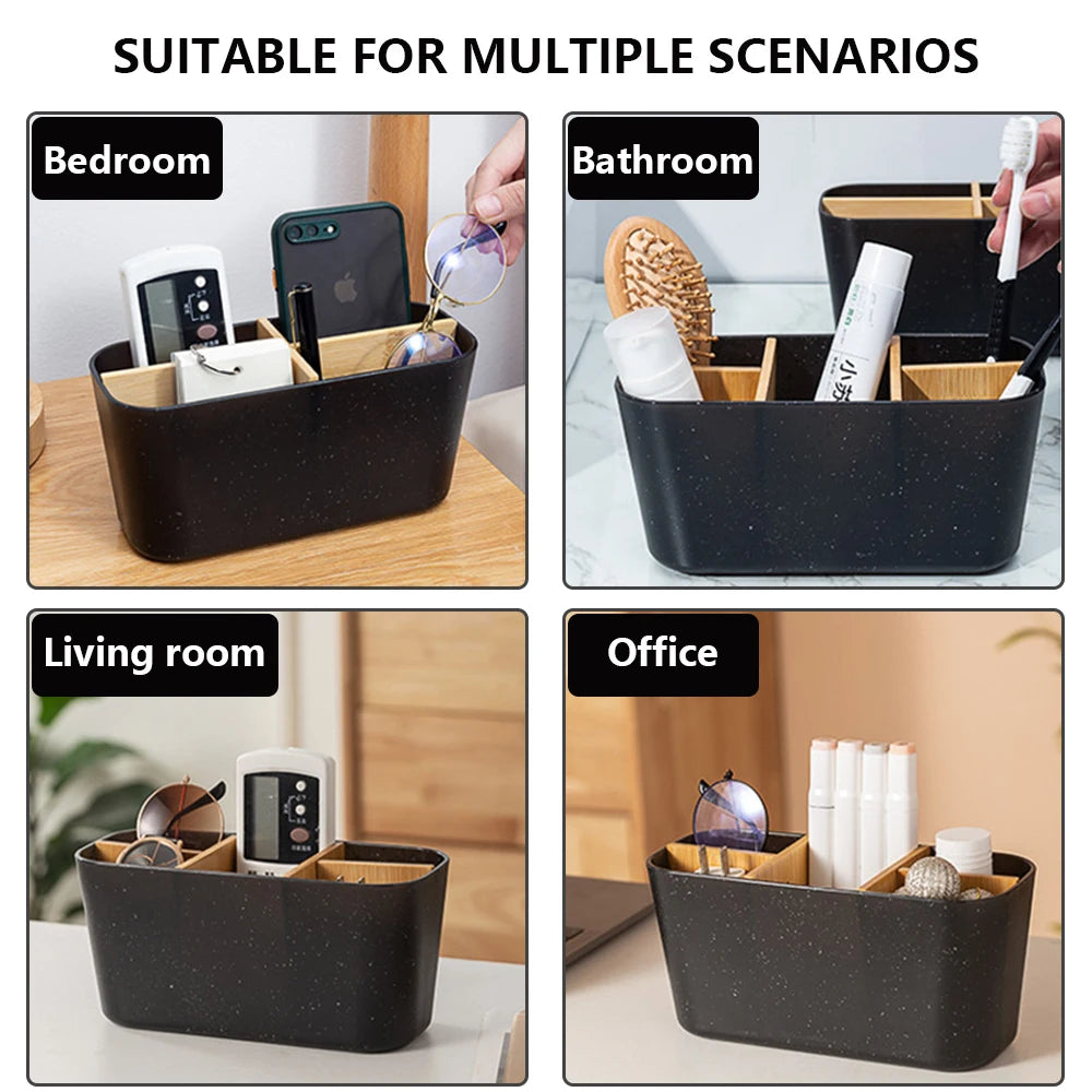 Bamboo Electric Toothbrush & Razor Holder – Bathroom Storage Stand for Toothpaste, Brushes, and Accessories