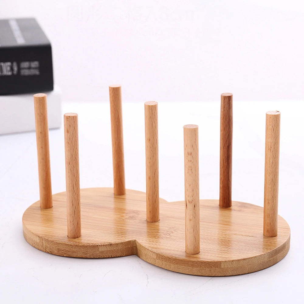 1PC Bamboo Wooden Cup Storage Rack – Creative Round Desktop Holder for Disposable Paper Cups