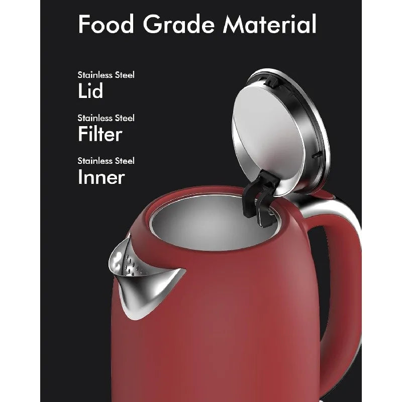 Electric Tea Kettle with Temperature Control – 5 Presets & Keep Warm Function, Red