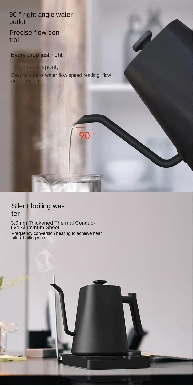 Electric Coffee Pot 1000ml – Coffee Pot with LED Screen, Adjustable Temperature, Intelligent Electric Gooseneck Coffee Pot