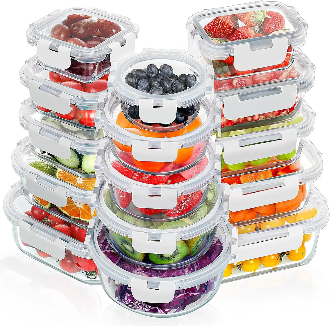 30 Pieces Glass Meal Prep Containers Set – Stackable Glass Food Storage Containers with Lids, Airtight Glass Lunch Containers