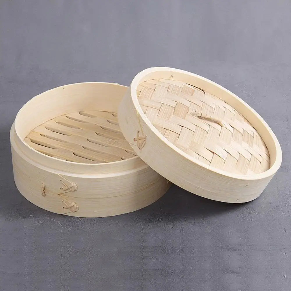 Bamboo Steamer Basket with Lid for Dumplings & Bao Buns