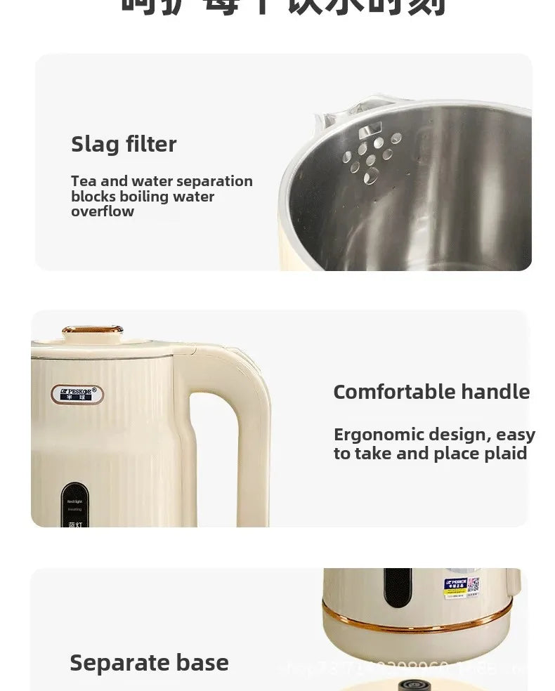 Large Capacity Automatic Breakdown Electrical Kettle – Half Sphere Shape Insulated Thermal Water Heater for Dormitory and Home Use