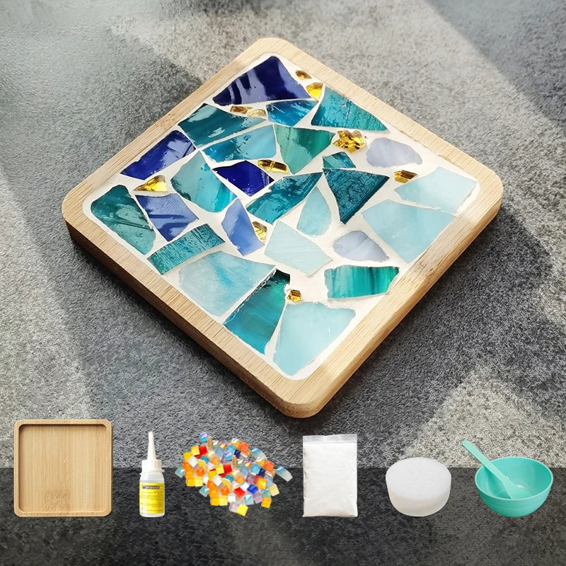 Handmade DIY Mosaic Cup Mat – Bamboo Bottom Pad for Early Education & Creative Crafting