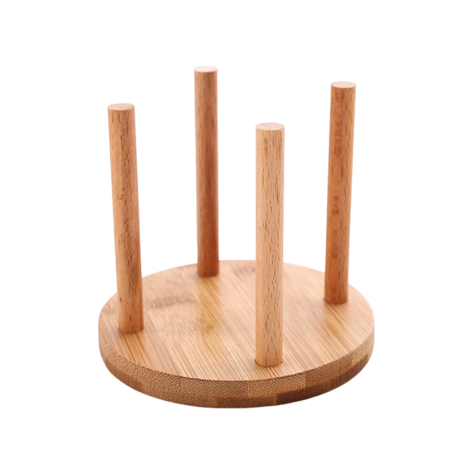1PC Bamboo Wooden Cup Storage Rack – Creative Round Desktop Holder for Disposable Paper Cups