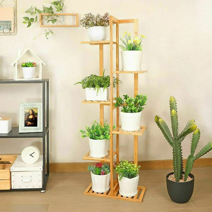 Bamboo 5/6-Tier Plant Stand Rack – Flower Pot Holder Shelf for Indoor/Outdoor Use