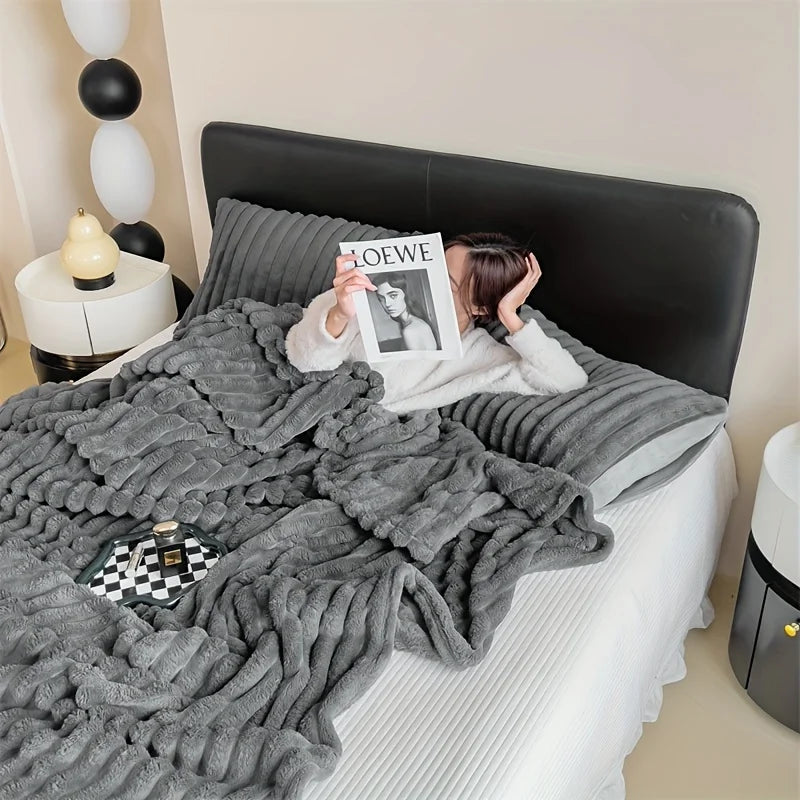 Rabbit Velvet Flannel Blanket – Thick & Warm Winter Comfort