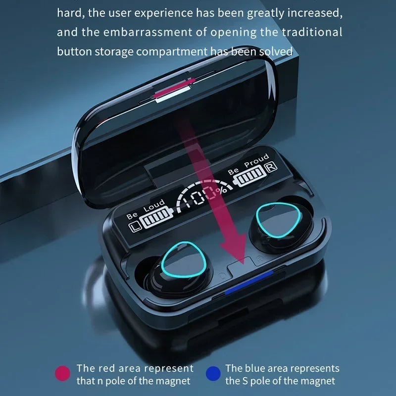 M10 Wireless Bluetooth Earbuds – LED Display, HiFi Stereo, Waterproof Gaming Headset