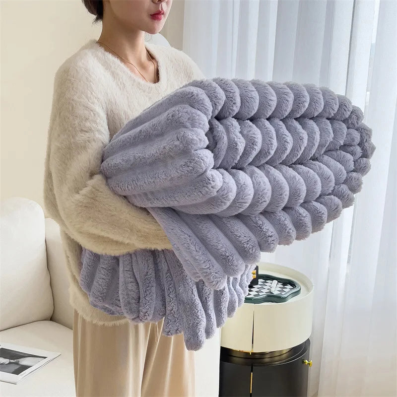 Rabbit Velvet Flannel Blanket – Thick & Warm Winter Comfort