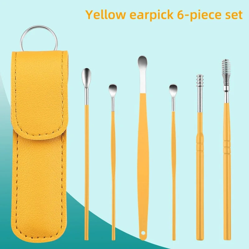 6pcs Earwax Removal Tool Set – Stainless Steel Earpick & Curette Kit