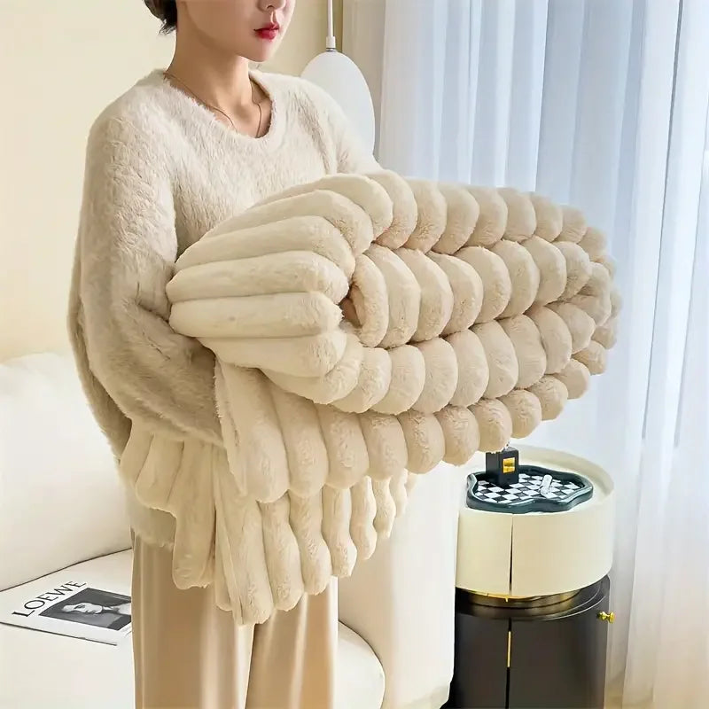 Rabbit Velvet Flannel Blanket – Thick & Warm Winter Comfort