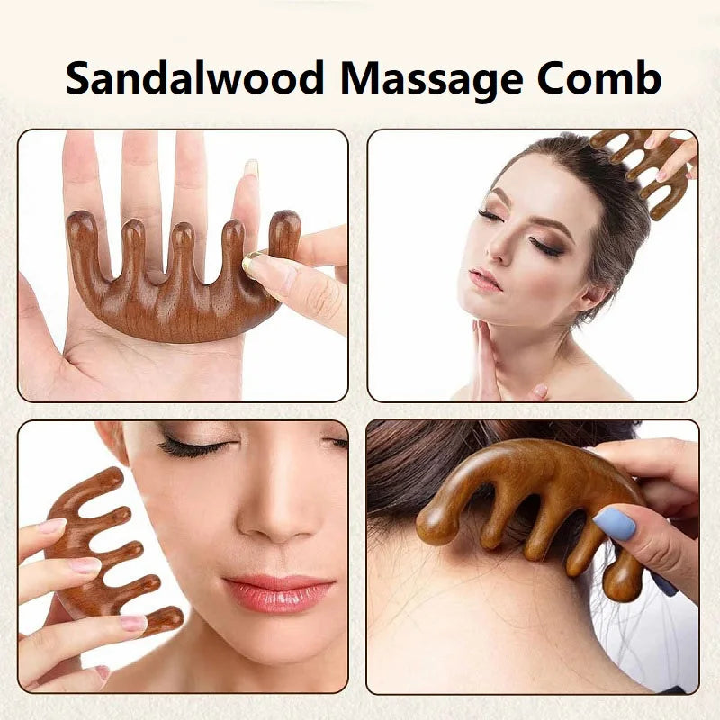Wooden Massage Comb – Scalp & Head Oil Massager, Hair Comb Tool (AMS01)