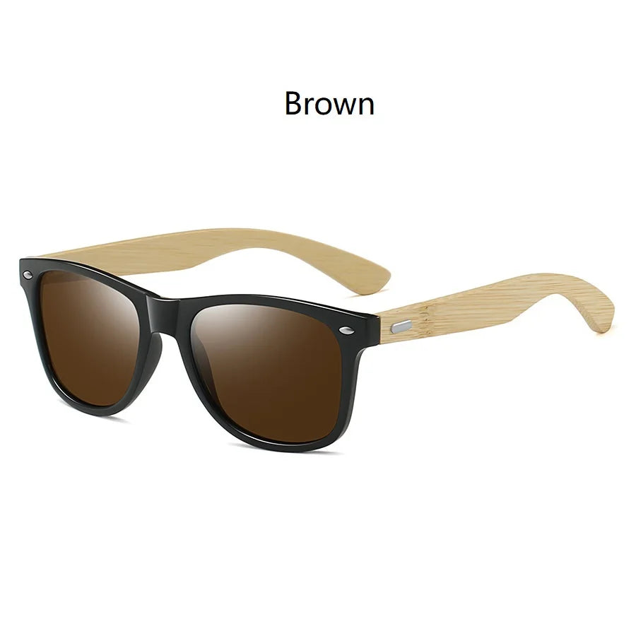 Fashion Bamboo Wood Vintage Square Sunglasses – Men & Women Luxury Brand Designer Sun Glasses, Wooden Driving & Fishing UV400 Eyewear