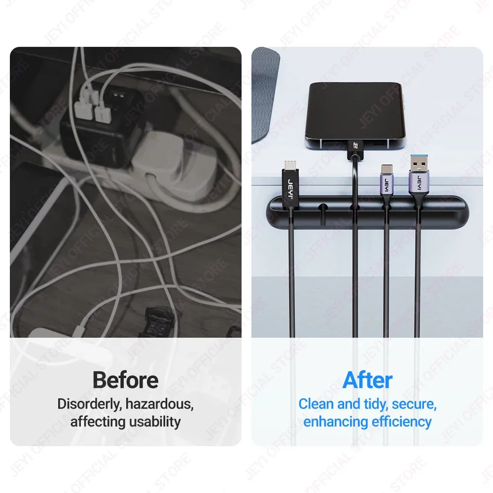 JEYI Adhesive Cable Clips – Cord Organizer for Desk, USB, Power & Charging Cables