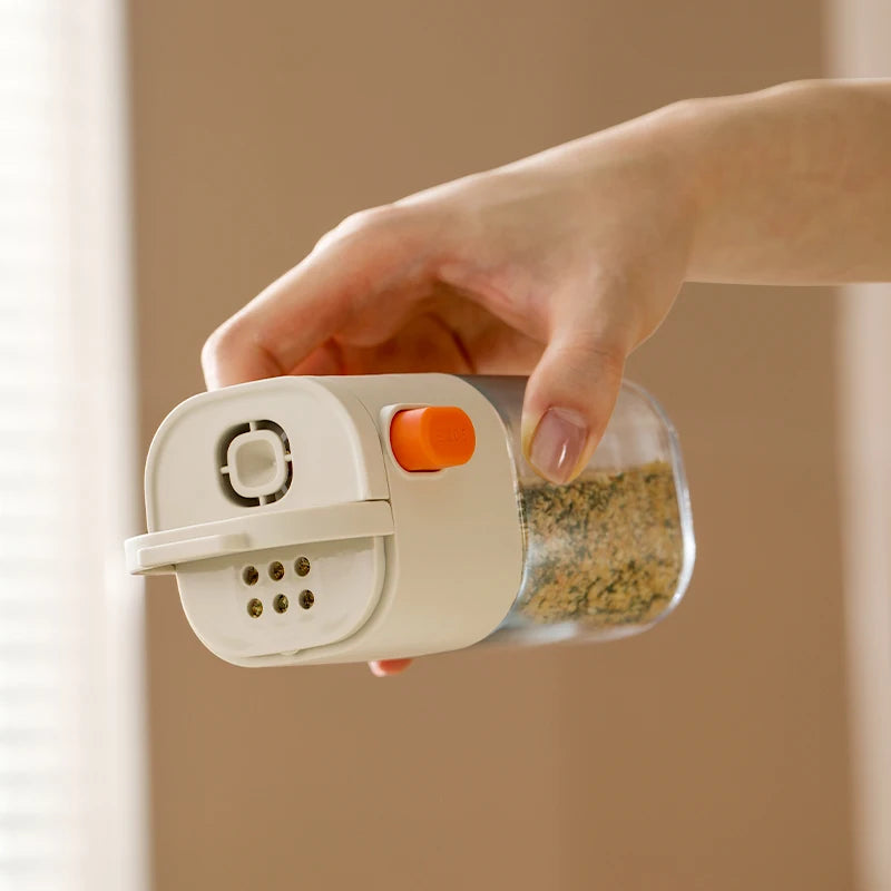 180ml Multi-Functional Quantitative Seasoning Pot – Press-Type Glass Seasoning Bottle, Salt Jar, Spice & Pepper Shakers