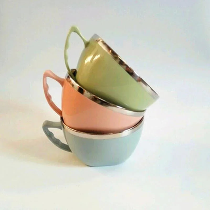 Stainless Steel Bowl with Handle – Solid Color, Anti-Scalding Design