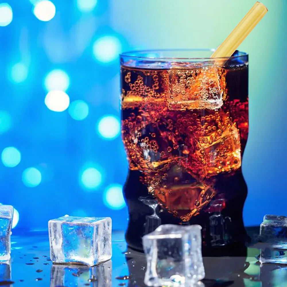 20PCS Colorful Reusable Glass Straws Set – 8mm Drinking Straws for Smoothies, Milkshakes, Tea, Juice, and Cocktails