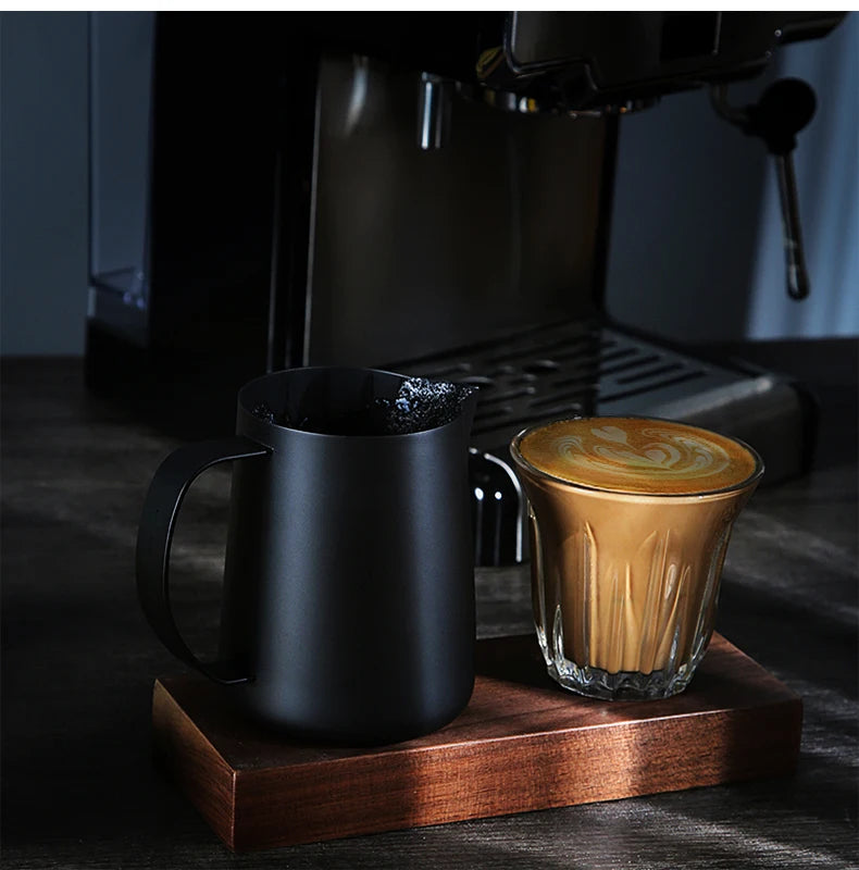 350/600ML Milk Jug Pull Flower Cup – Coffee, Cappuccino Milk Steaming Frothing Pitcher, Stainless Steel Non-Stick Milk Pot