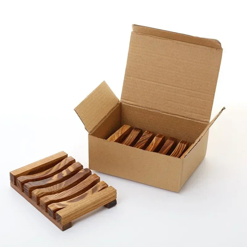 Natural Bamboo Soap Dish – Mildew-Resistant Wooden Drain Tray for Bathroom Use