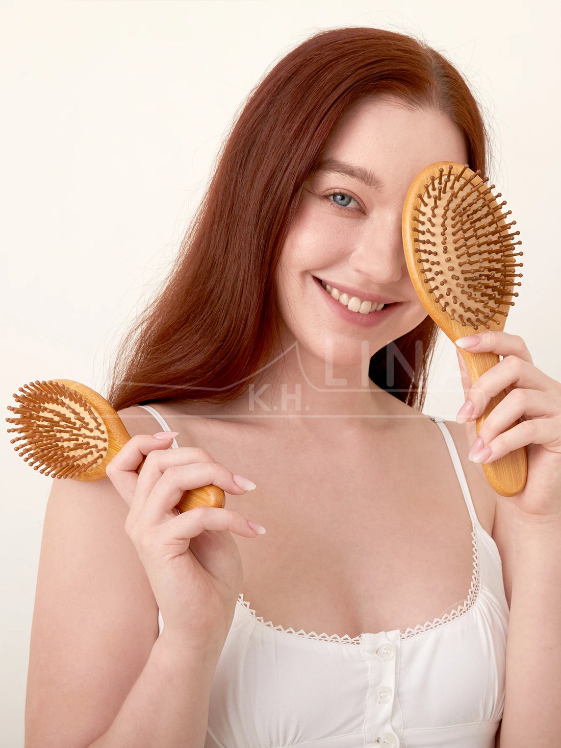 Bamboo Hair Brush - Natural Wooden Anti-Static Comb & Scalp Massager, Air Cushion Design for Detangling (Women/Men)