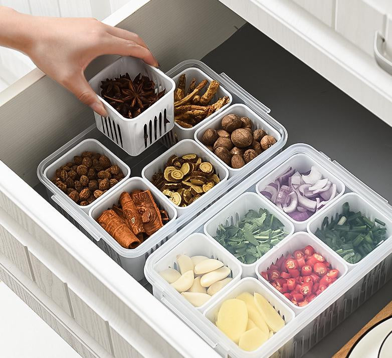 Refrigerator Food Drain Fresh-Keeping Box – Ginger, Garlic, Onion, Pepper Storage Box, Fruit & Vegetable Drain Basket