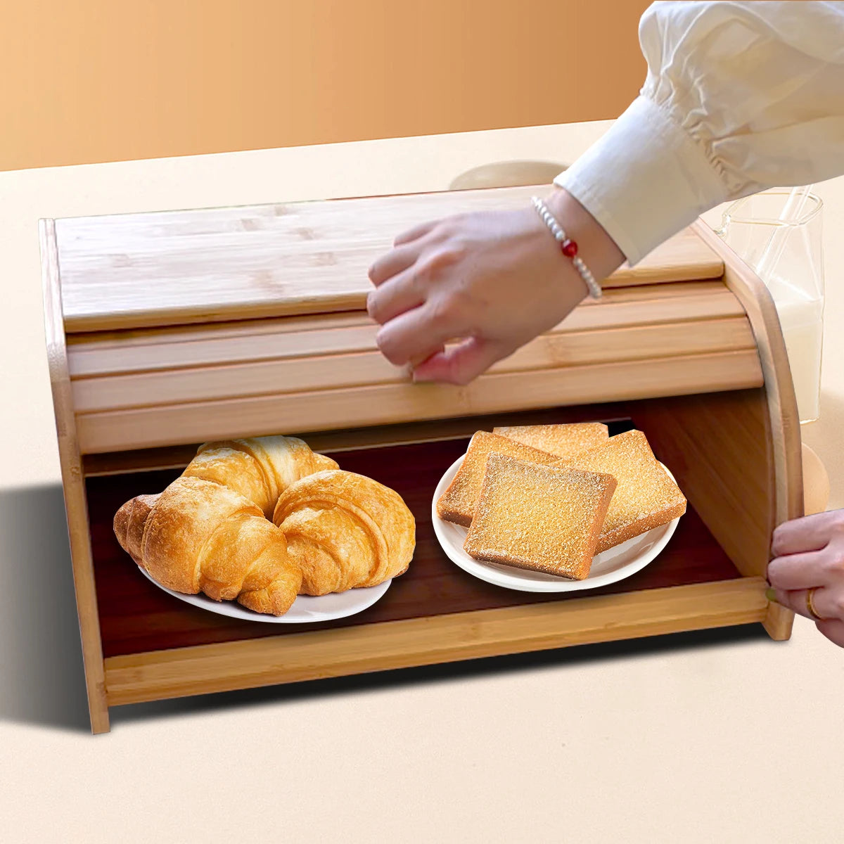 Premium Bamboo Bread Box & Kitchen Organizer