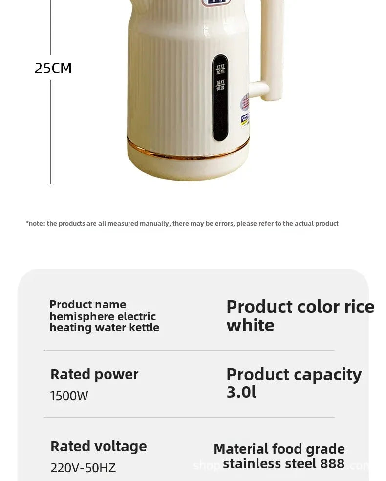 Large Capacity Automatic Breakdown Electrical Kettle – Half Sphere Shape Insulated Thermal Water Heater for Dormitory and Home Use