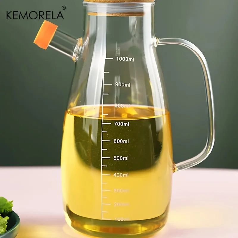 KEMORELA Glass Olive Oil Bottle – Leak-Proof BPF Oil Condiment Container for Kitchen, BBQ, and Picnic