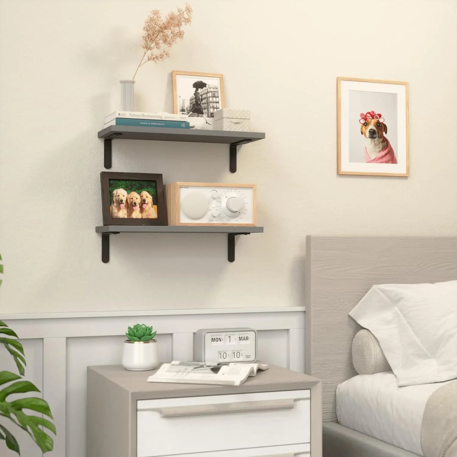 2-Piece Wooden Floating Wall Shelves – Decorative Storage for Bathroom, Bedroom & Living Room