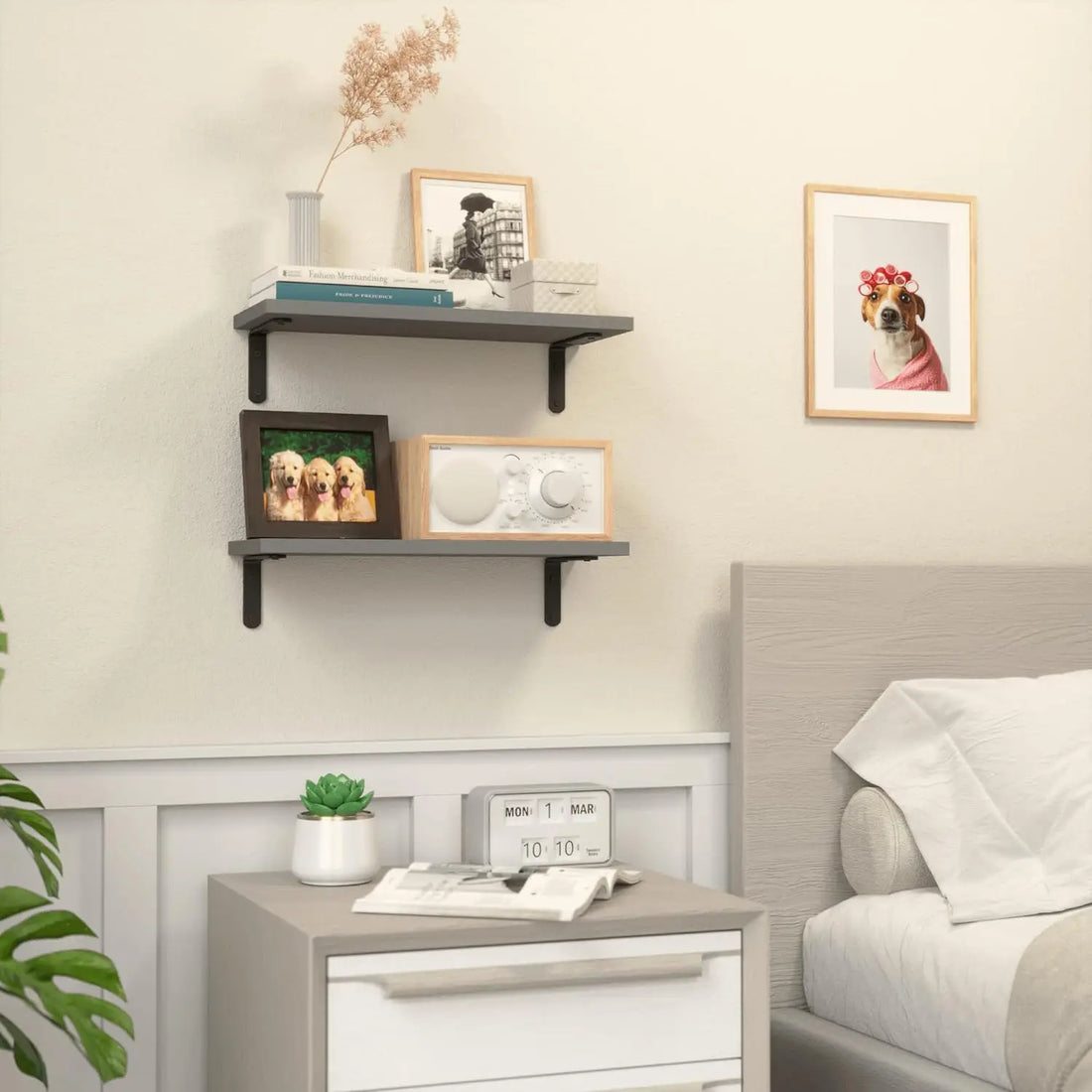 2-Piece Wooden Floating Wall Shelves – Decorative Storage for Bathroom, Bedroom & Living Room