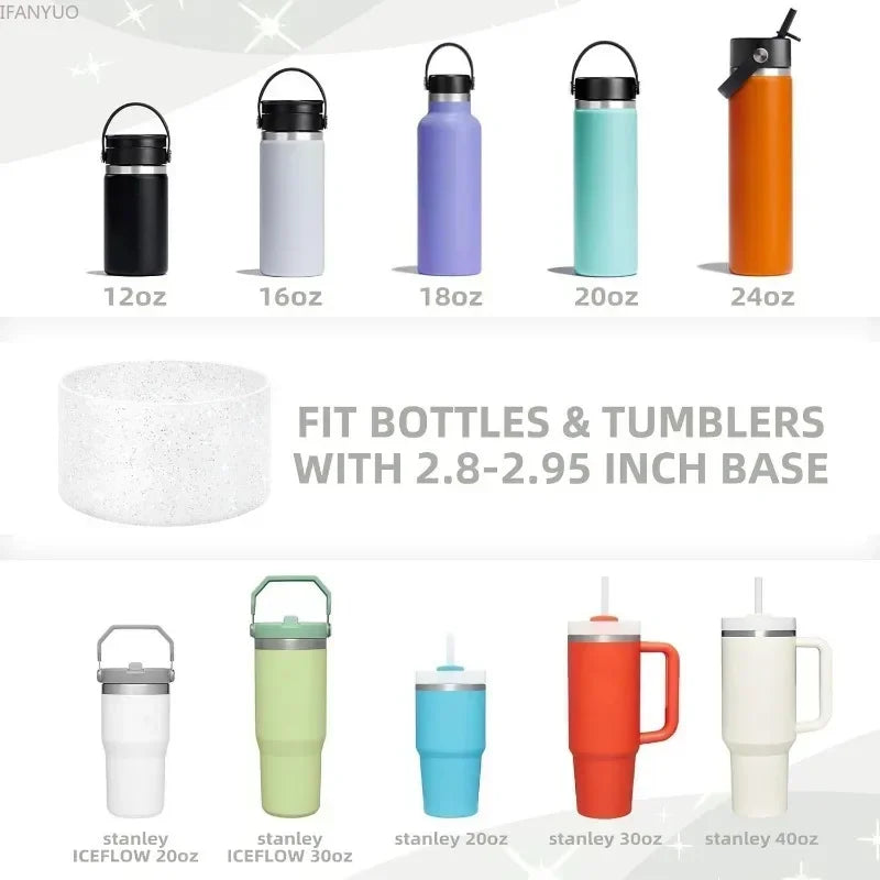 Silicone Glitter Bottle Bottom Sleeve – Anti-Slip Tumbler Cup Protector