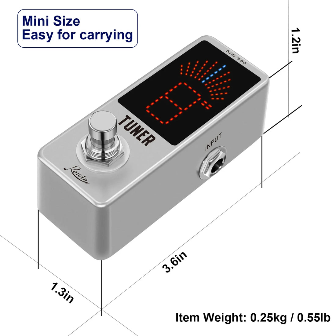 Rowin LT-910 Guitar Tuner Pedal – High Precision Chromatic Tuner for Electric Guitars