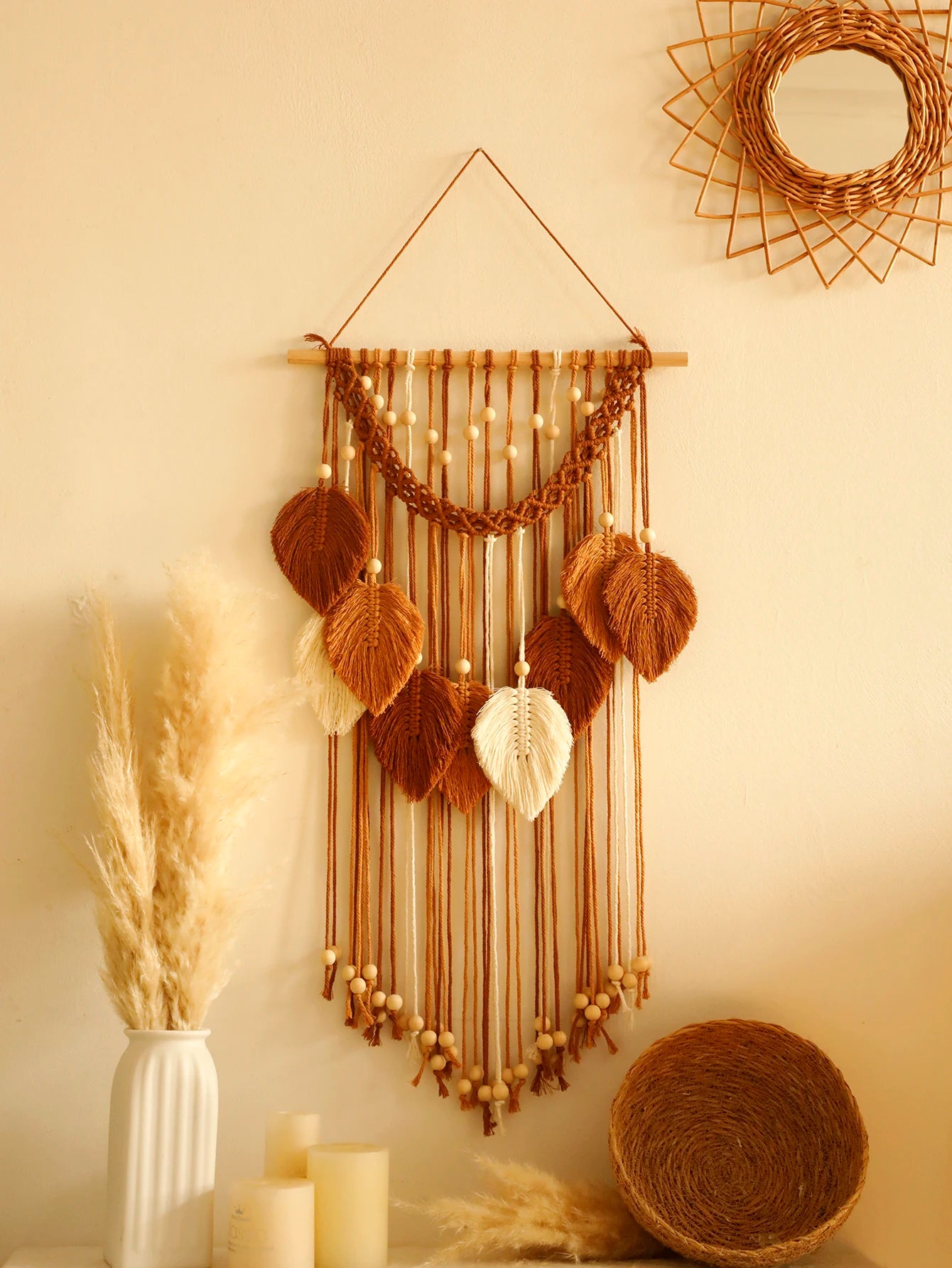 Leaf Macrame Wall Tapestry – Boho Home Decor